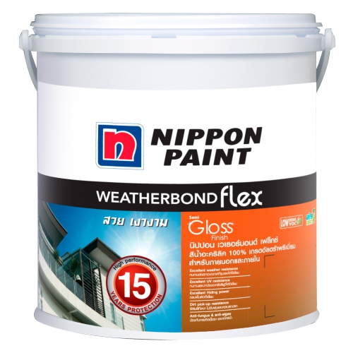 NIPPON PAINT WEATHERBOND FLEX#1001 BRILLIANT WHITE 1 GAL (นิปปอนเพนต์ เวเธอร์บอนด์ เฟล็กซ์ กึ่งเงา)